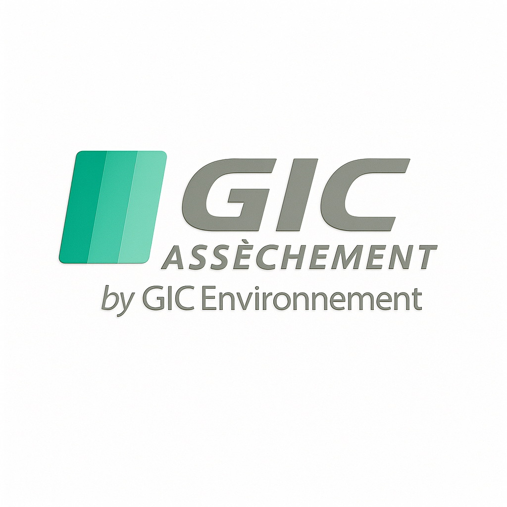 Logo GIC ASSÈCHEMENT en turquoise et gris